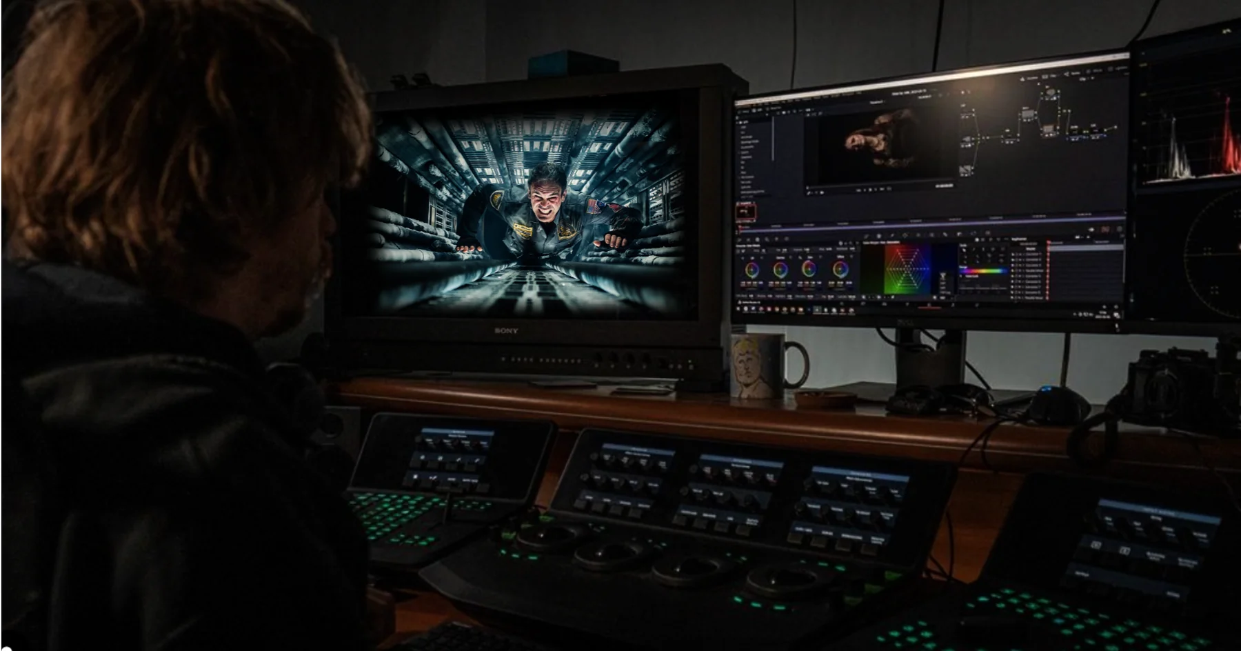 Matthew Wingad at work at Motion Post Production